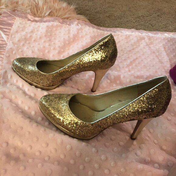 Gold Sparkling High Heels - Picture 1 of 3